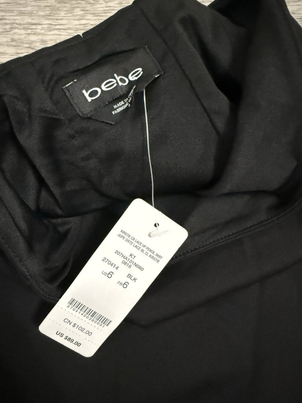 bebe Black Lace Up Pencil Skirt Womens Size 6 NWT Midi Gothic Y2K Fitted - Picture 4 of 4